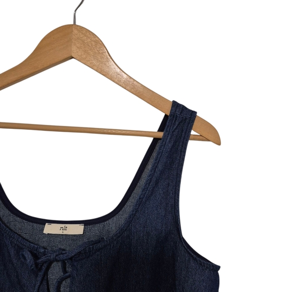 NLT Tie-Front Denim Top Made in USA 100% Cotton Size Large - Picture 3 of 5